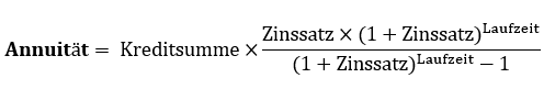 Formel zur Berechnung der Annuität