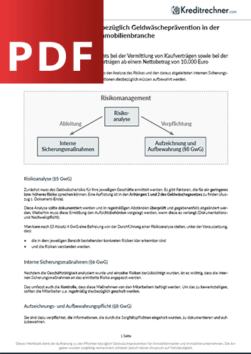 Merkblatt zur Geldwäscheprävention in der Immobilienbranche